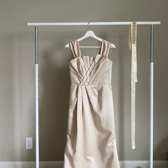 Couture Vera Wang bridal bridesmaid dress gown drop waist pleated drape corset - Picture 10 of 10